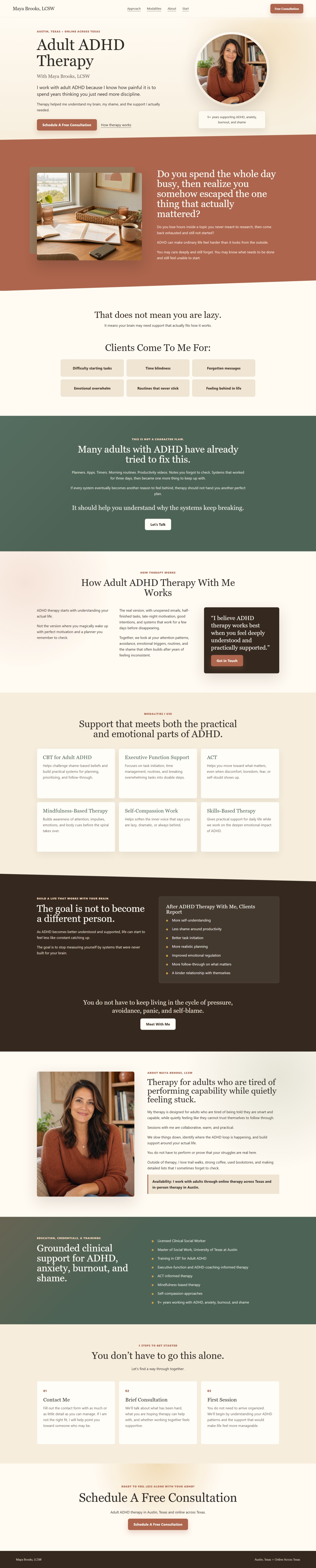 Desktop specialty therapy landing page preview